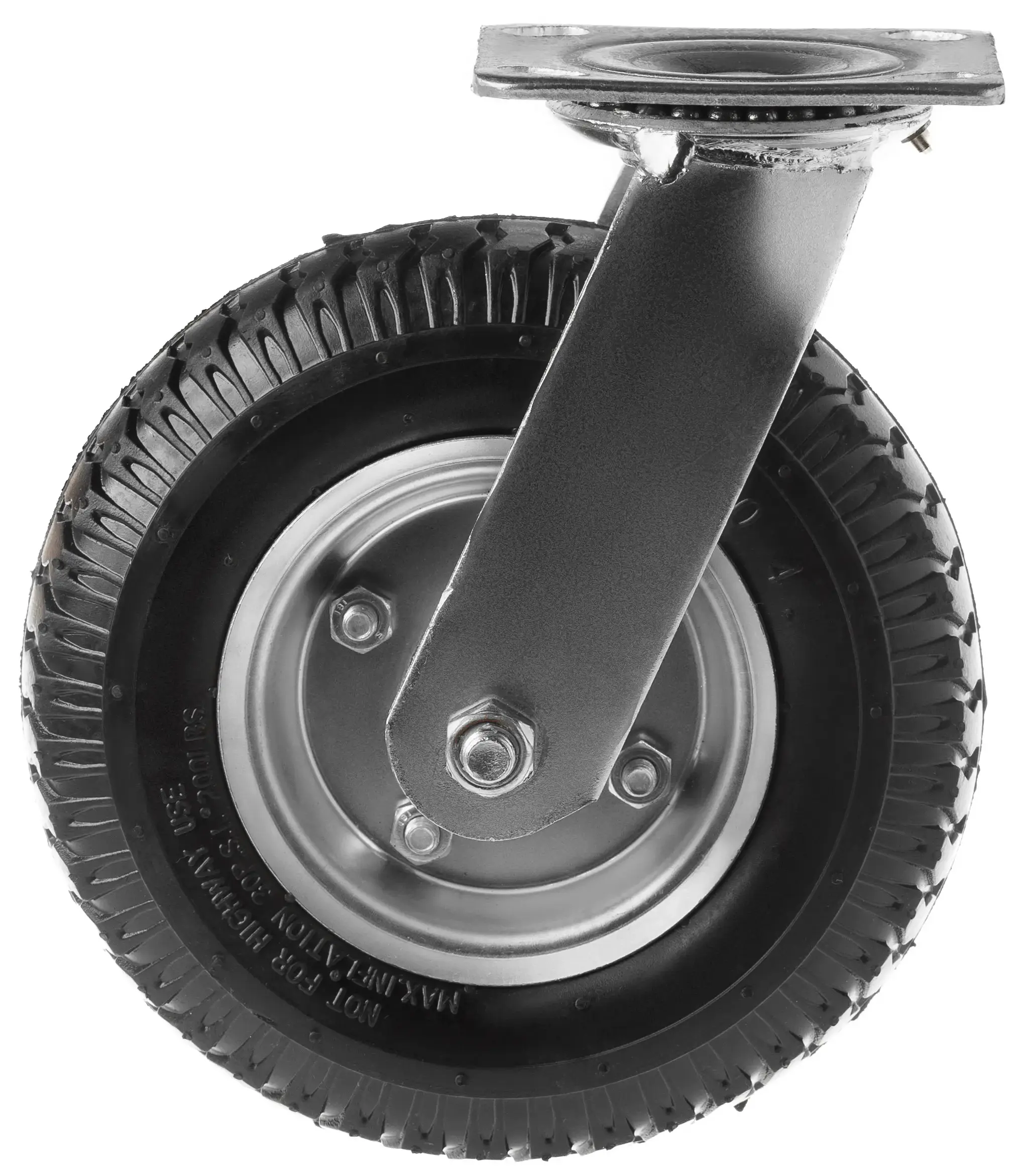 Колесо пневматическое поворотное 2.50-4, диаметр 218 мм, крепление - площадка, металлический обод - PRS 80
